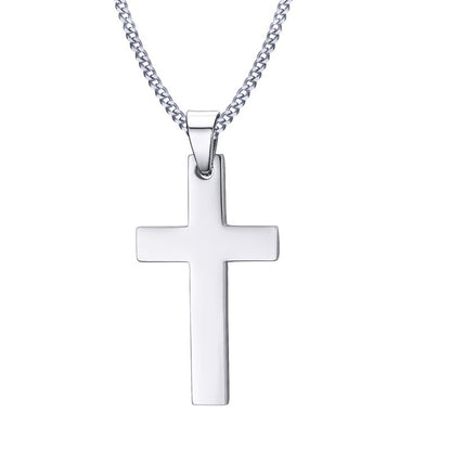 Simple Style Cross Stainless Steel Pendant Necklace Plating Stainless Steel Necklaces