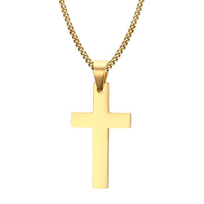 Simple Style Cross Stainless Steel Pendant Necklace Plating Stainless Steel Necklaces