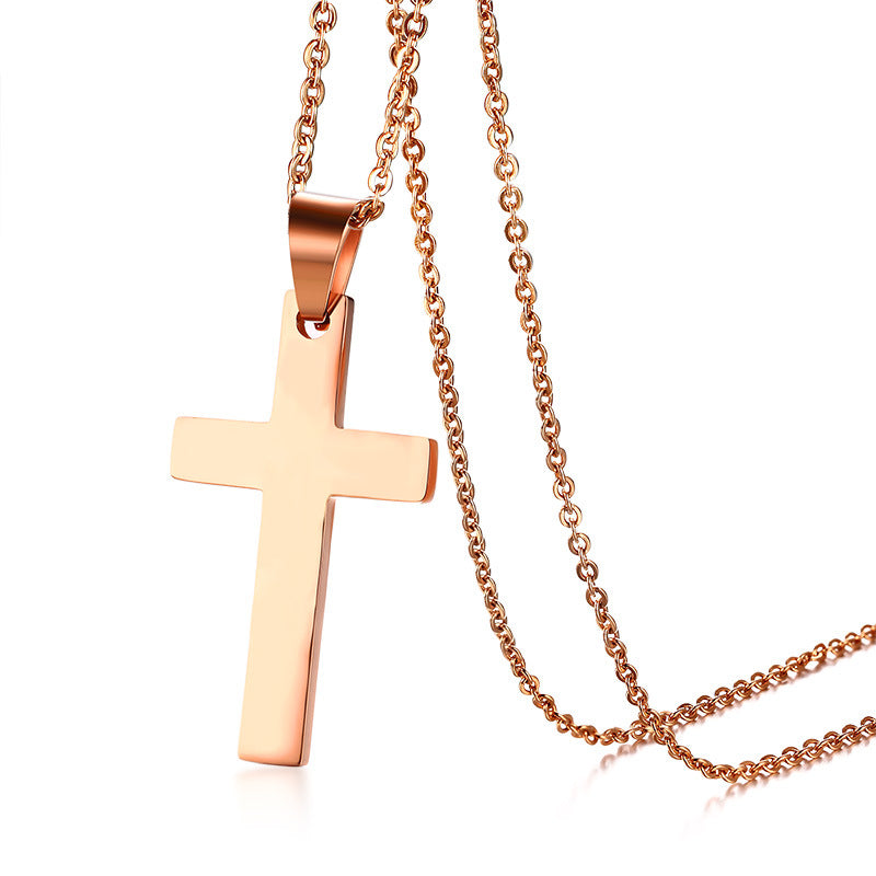 Simple Style Cross Stainless Steel Pendant Necklace Plating Stainless Steel Necklaces