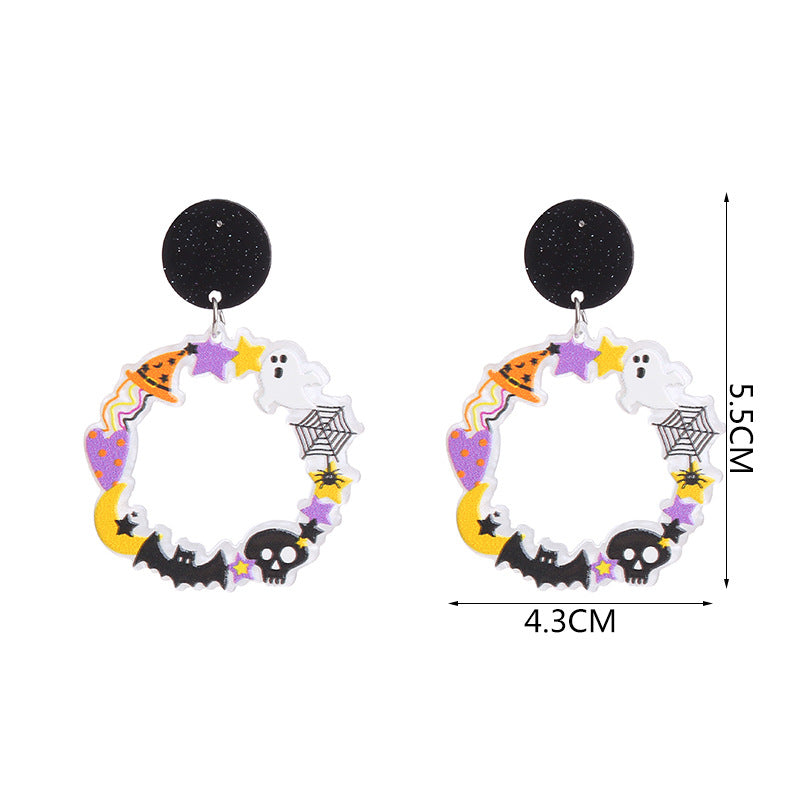 Fashion Pumpkin Letter Ghost Patchwork Arylic Earrings