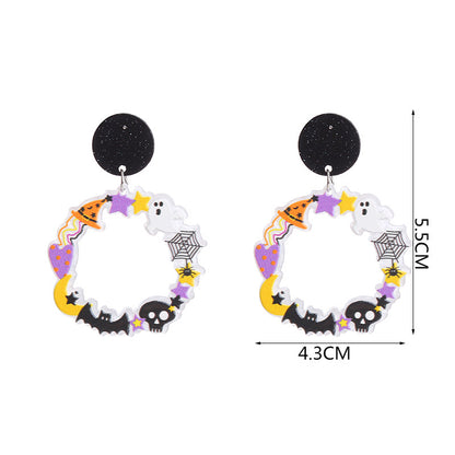 Fashion Pumpkin Letter Ghost Patchwork Arylic Earrings