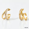 Fashion C Shape Inlay Stainless Steel Zircon Hoop Earrings