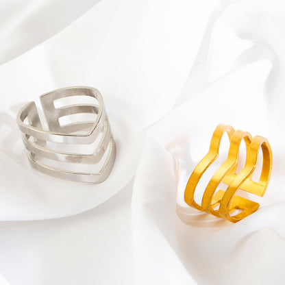 Simple Style Geometric Stainless Steel Open Rings