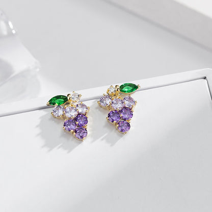 Simple Style Grape Alloy Gold Plated Rhinestones Women's Ear Studs