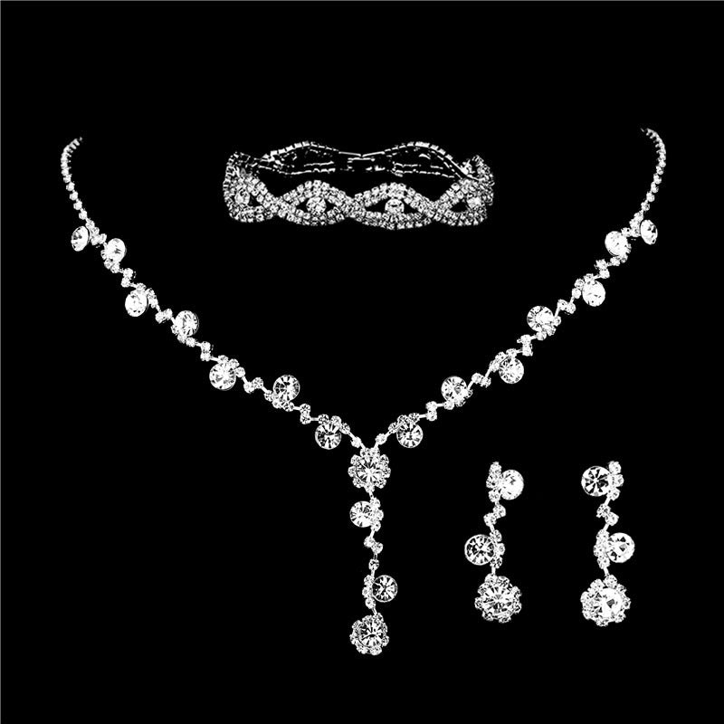 Simple Style Solid Color Rhinestone Inlay Zircon Jewelry Set