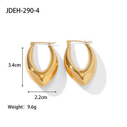 Fashion V Shape Stainless Steel Earrings Gold Plated Stainless Steel Earrings