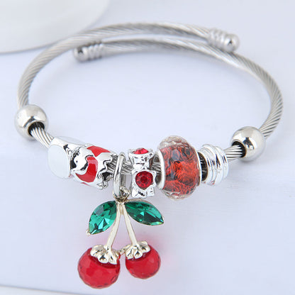 Fashion Cherry Alloy Inlay Rhinestones Women's Bangle 1 Piece