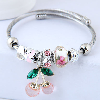 Fashion Cherry Alloy Inlay Rhinestones Women's Bangle 1 Piece