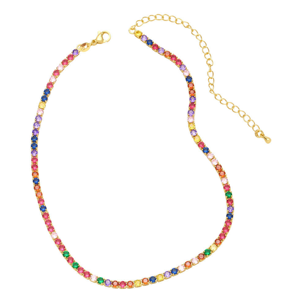 Fashion Multicolor Colorful Copper Plating Inlay Zircon Necklace