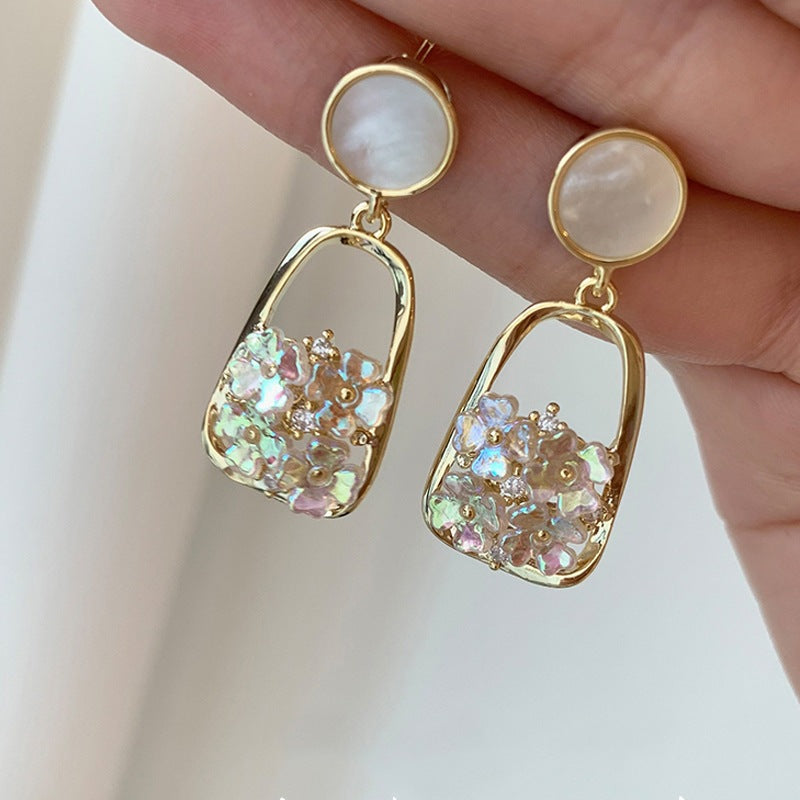 Sweet Flower Alloy Sequins Women's Drop Earrings