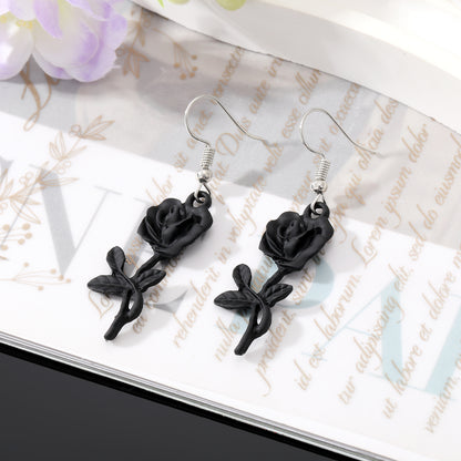 Retro Rose Alloy Stoving Varnish Alloy Women's Earrings Necklace 1 Pair