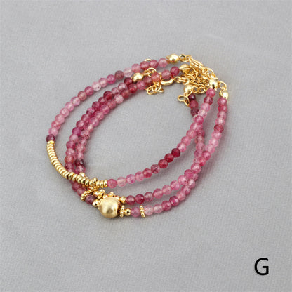 Ethnic Style Round Beaded Knitting Natural Stone Bracelets 1 Piece