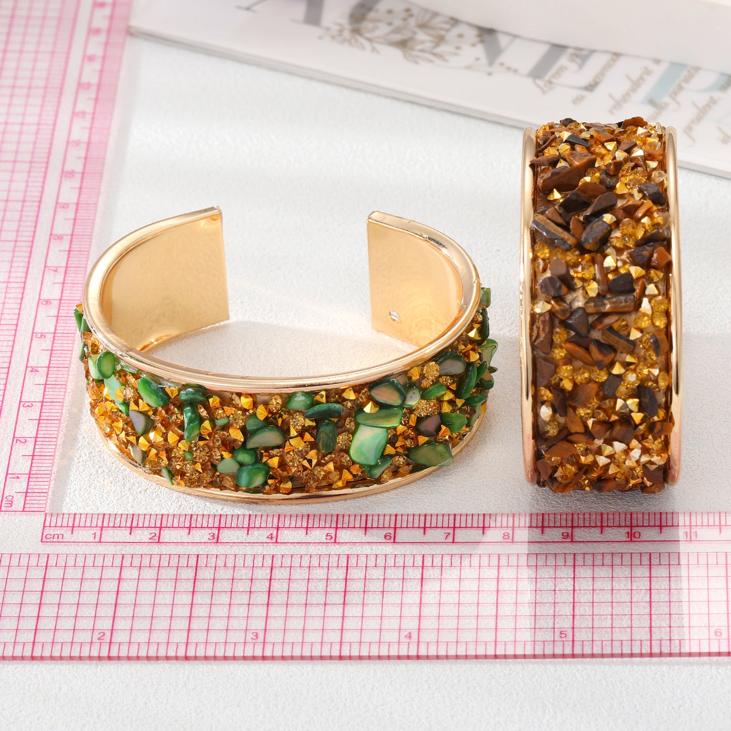 Retro Color Block Alloy Plating Natural Stone Women's Bangle 1 Piece