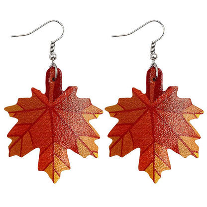 Fashion Pumpkin Pu Leather Printing Women's Drop Earrings 1 Pair