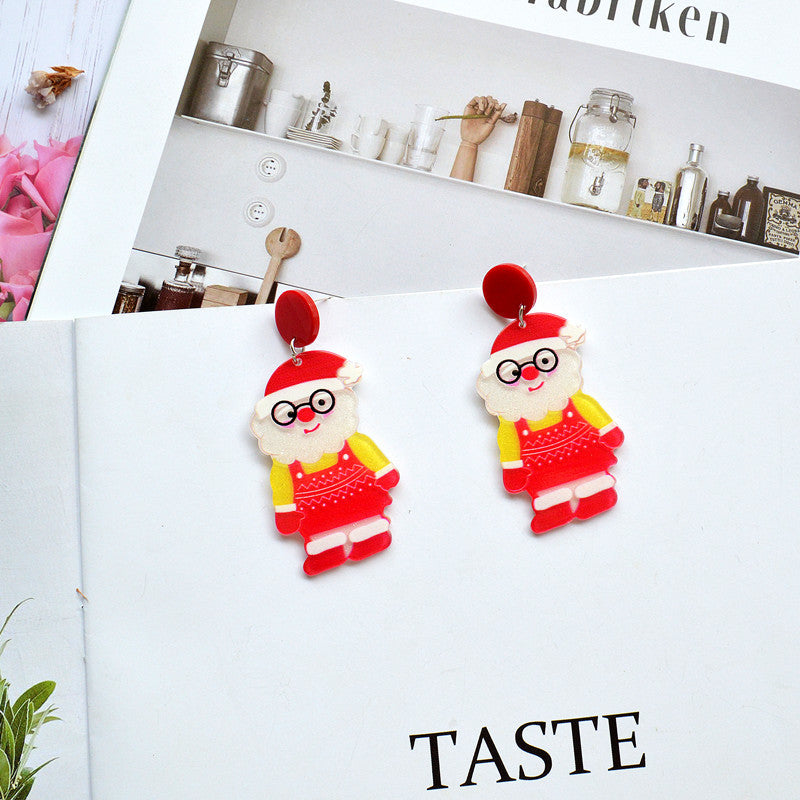 Cartoon Style Christmas Tree Santa Claus Arylic Women's Drop Earrings 1 Pair