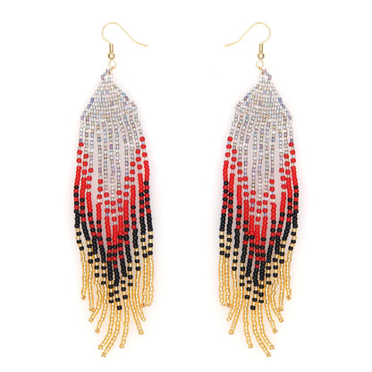 Fashion Letter Stainless Steel Arylic Artificial Crystal Beaded Drop Earrings 1 Pair