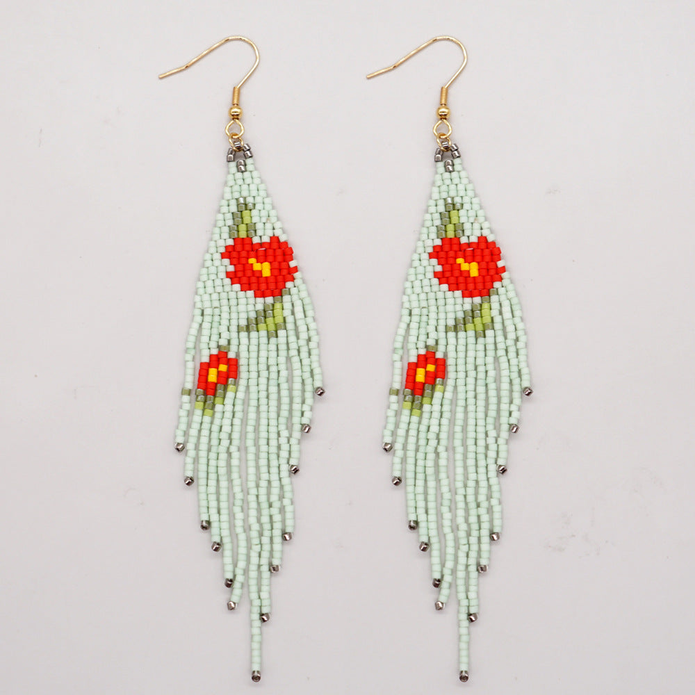 Bohemian Retro Ethnic Miyuki Rice Bead Triangle Earrings