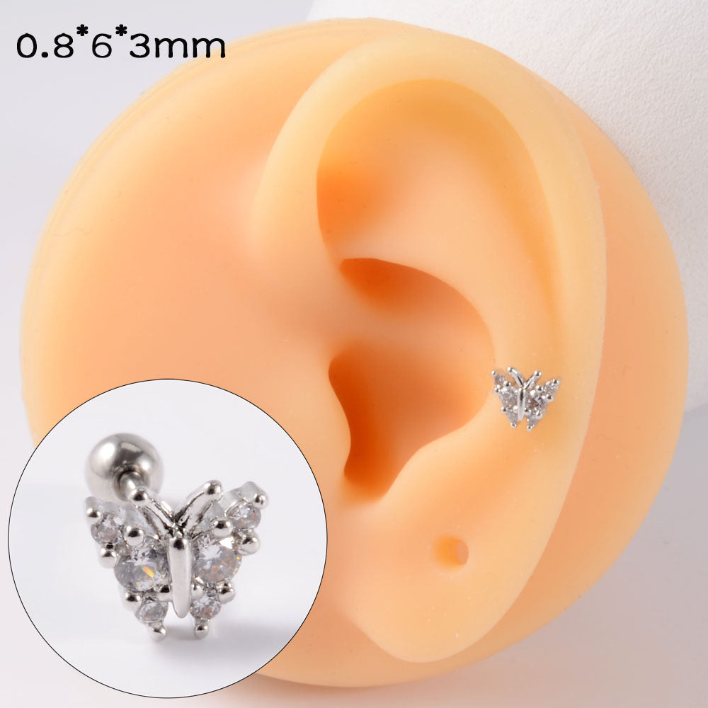 Simple Style Butterfly Stainless Steel Ear Studs Stainless Steel Earrings 1 Piece