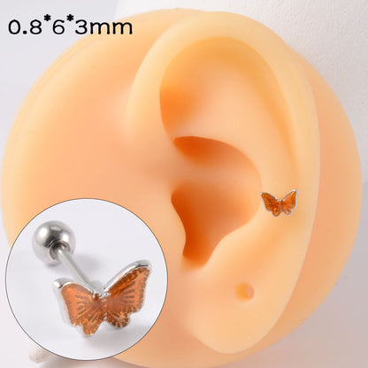 Simple Style Butterfly Stainless Steel Ear Studs Stainless Steel Earrings 1 Piece