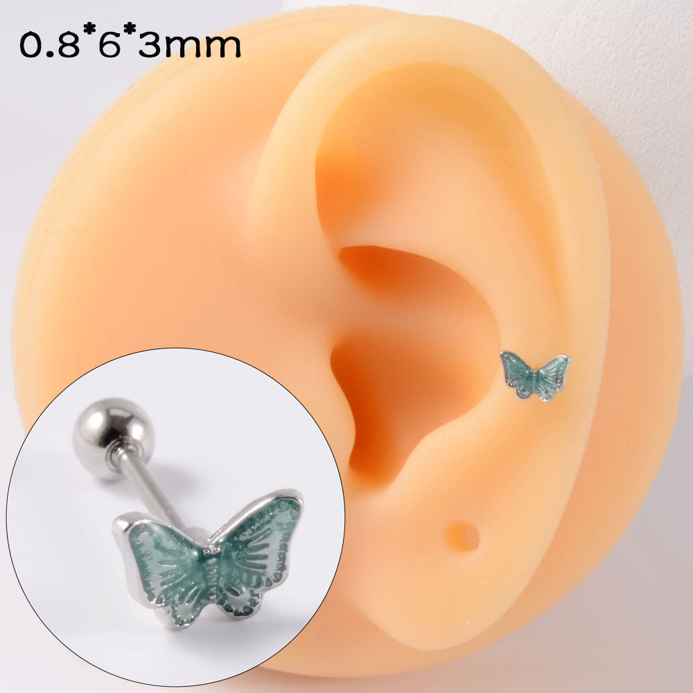 Simple Style Butterfly Stainless Steel Ear Studs Stainless Steel Earrings 1 Piece