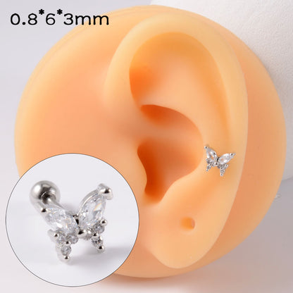 Simple Style Butterfly Stainless Steel Ear Studs Stainless Steel Earrings 1 Piece