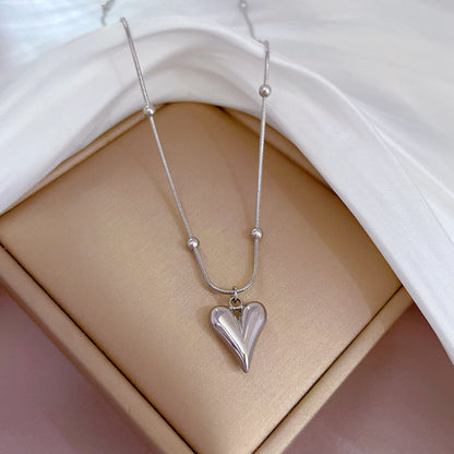 Titanium Steel Modern Style Plating Heart Shape Pendant Necklace