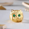 Retro Cat Copper Rings Plating Artificial Gemstones Copper Rings