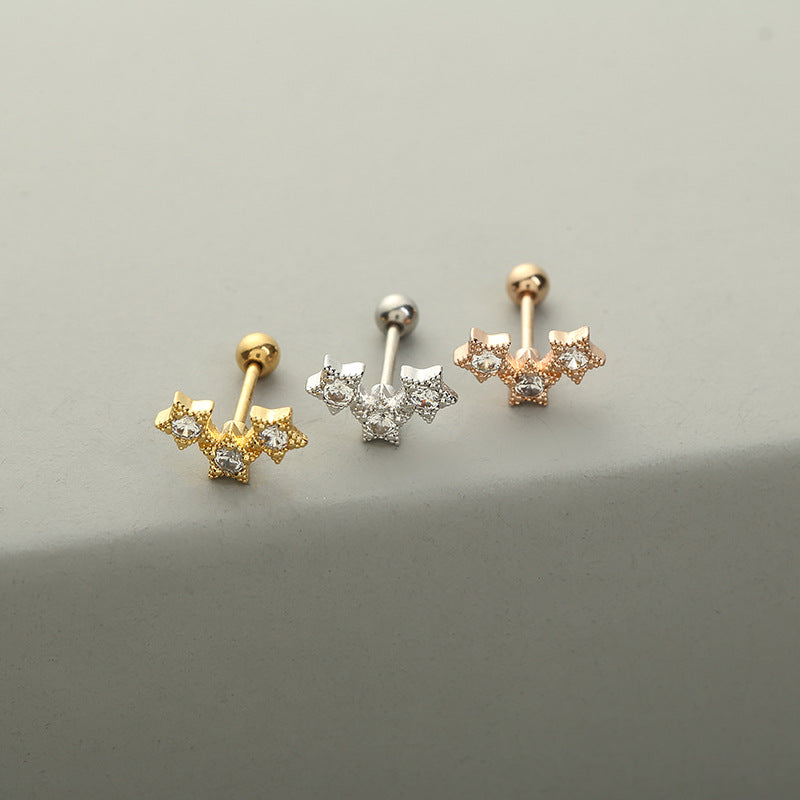 1 Piece Fashion Solid Color Inlay Copper Zircon Ear Studs