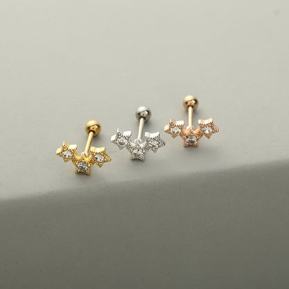 1 Piece Fashion Solid Color Inlay Copper Zircon Ear Studs