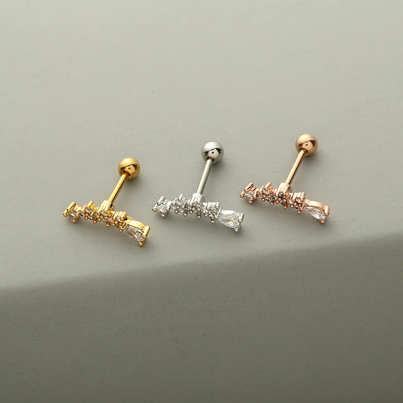 1 Piece Fashion Solid Color Inlay Copper Zircon Ear Studs