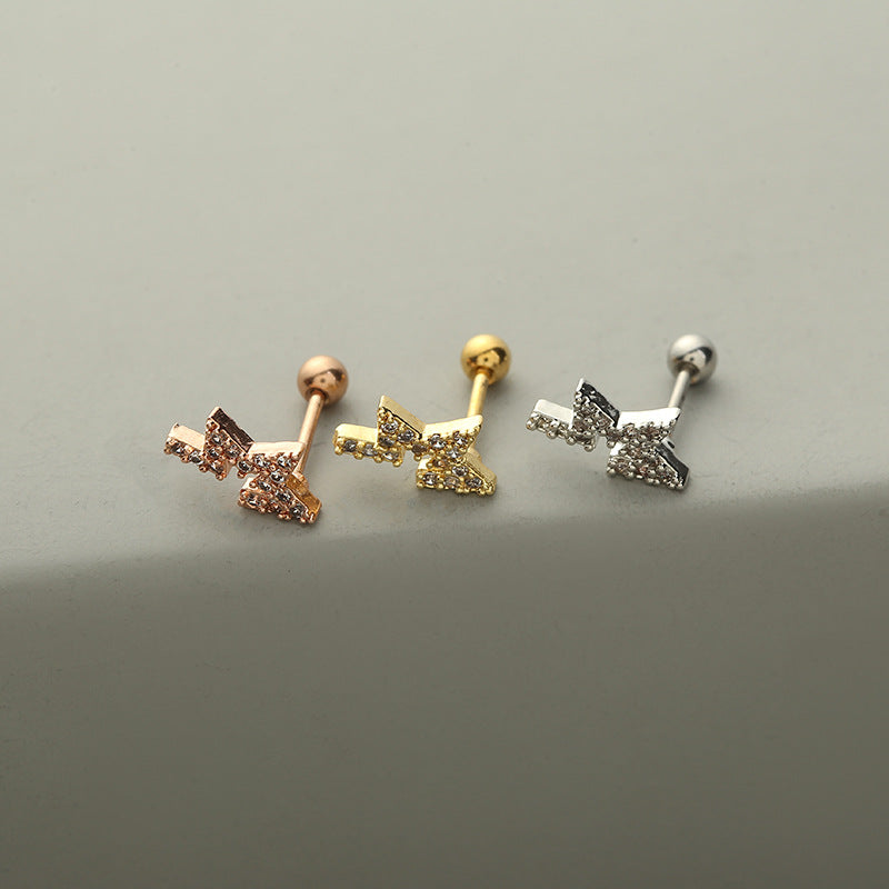 1 Piece Fashion Solid Color Inlay Copper Zircon Ear Studs