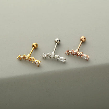 1 Piece Fashion Solid Color Inlay Copper Zircon Ear Studs