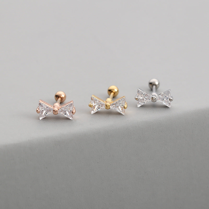 1 Piece Fashion Star Inlay Copper Zircon Ear Studs