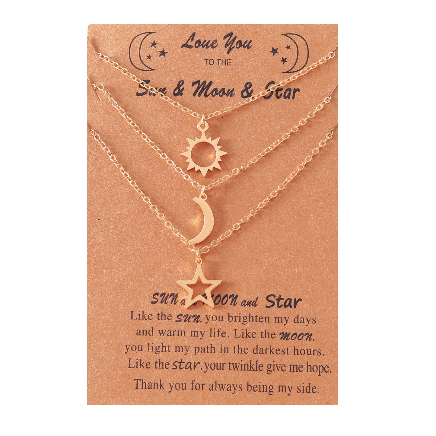 New Stainless Steel Sun Moon Star Necklace European And American Personality Pendent Necklace