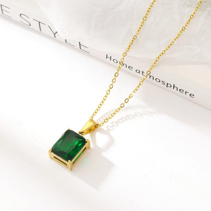 Fashion Geometric Titanium Steel Necklace Inlay Zircon Stainless Steel Necklaces