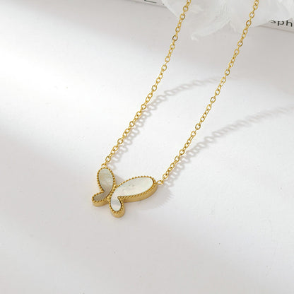 Sweet Simple Style Butterfly Stainless Steel Plating Gold Plated Pendant Necklace