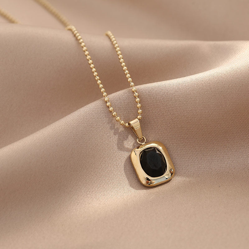 Simple Style Geometric Titanium Steel Necklace Inlaid Gold Zircon Stainless Steel Necklaces