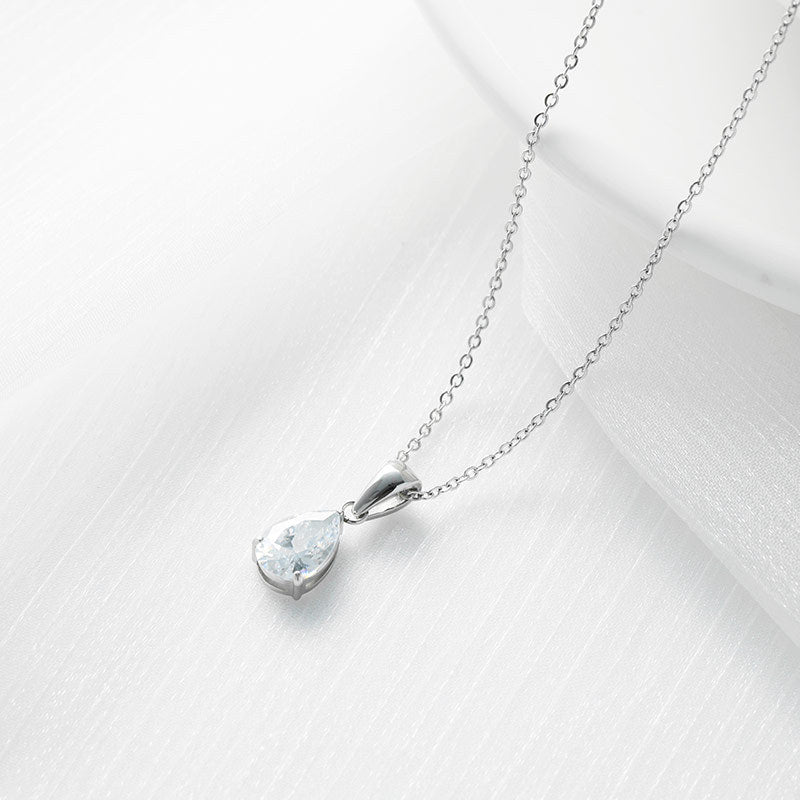 Fashion Water Droplets Titanium Steel Necklace Inlay Zircon Stainless Steel Necklaces