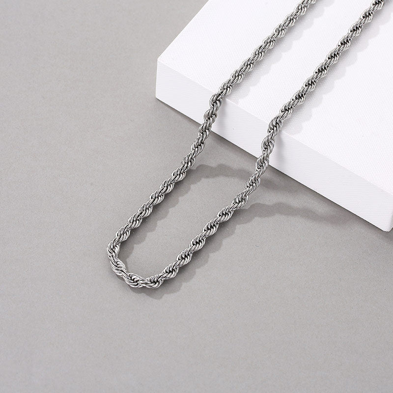 Retro Solid Color Twist Titanium Steel Necklace Stainless Steel Necklaces