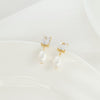 1 Pair Simple Style Square Plating Inlay Stainless Steel Pearl Zircon 14k Gold Plated Drop Earrings