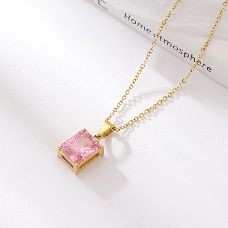 Fashion Geometric Titanium Steel Necklace Inlay Zircon Stainless Steel Necklaces