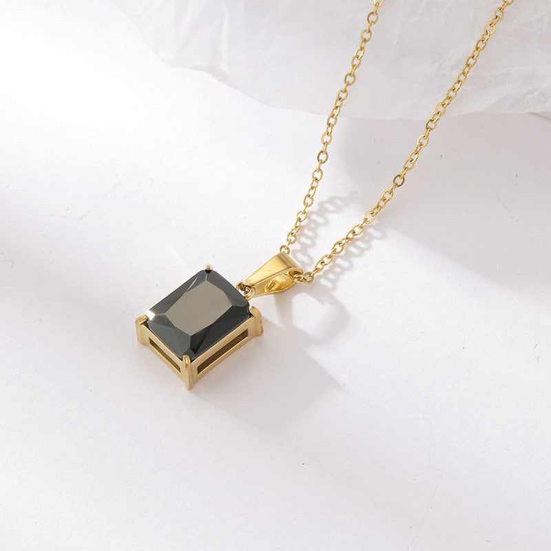 Fashion Geometric Titanium Steel Necklace Inlay Zircon Stainless Steel Necklaces