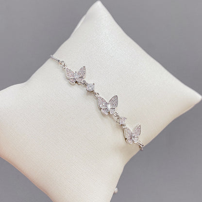 Luxurious Butterfly Copper Bracelets Gold Plated Zircon Copper Bracelets 1 Piece