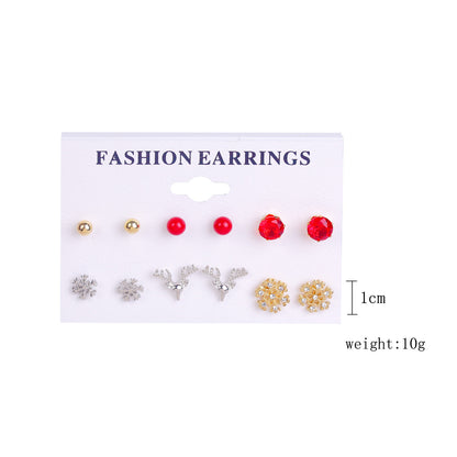 Fashion Christmas Tree Santa Claus Snowflake Alloy Inlay Rhinestones Women's Ear Studs