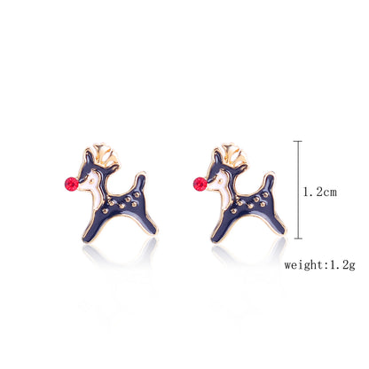 Fashion Christmas Tree Santa Claus Snowflake Alloy Inlay Rhinestones Women's Ear Studs