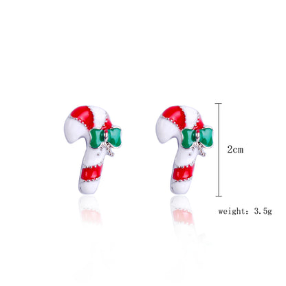 Fashion Christmas Tree Santa Claus Snowflake Alloy Inlay Rhinestones Women's Ear Studs