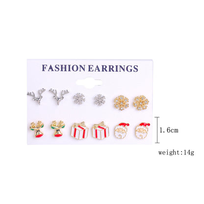 Fashion Christmas Tree Santa Claus Snowflake Alloy Inlay Rhinestones Women's Ear Studs