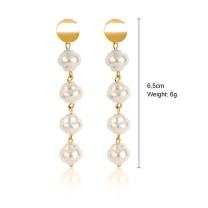 1 Pair Elegant Streetwear Geometric Plating Imitation Pearl Drop Earrings