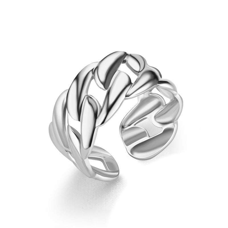 Wholesale Jewelry Simple Style Waves Titanium Steel Open Ring