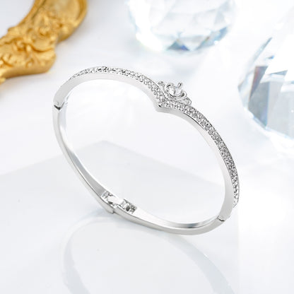 Simple Style Crown Rhinestones Alloy Wholesale Bangle